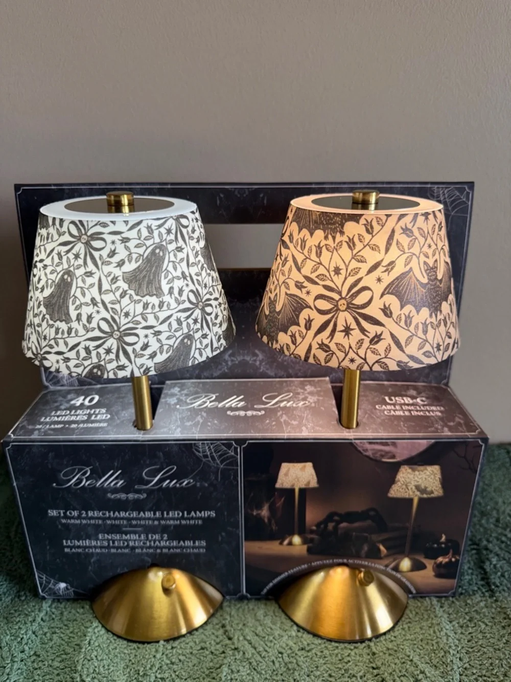Bella Lux LED Lamps Halloween Ghost 👻 Bat 🦇 Rechargeable Warm White NEW!